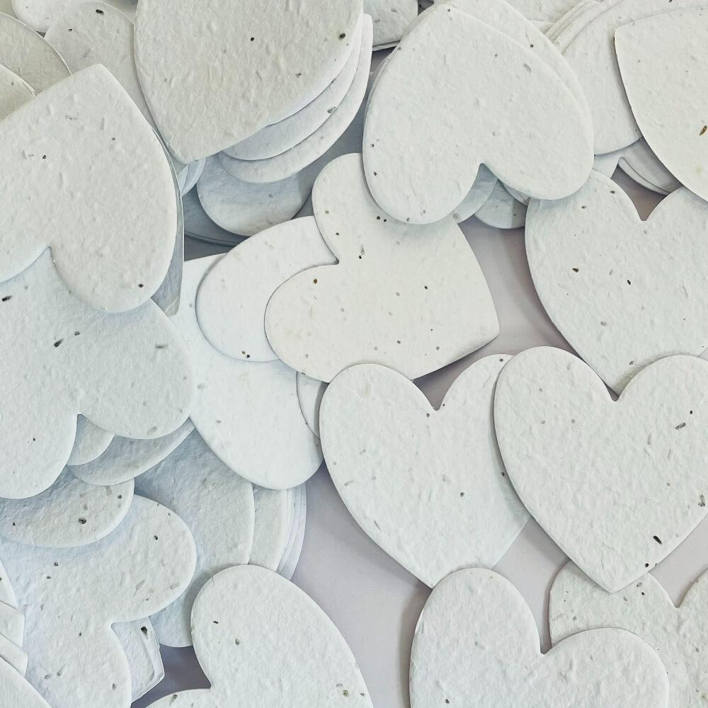 plain plantable seed paper hearts