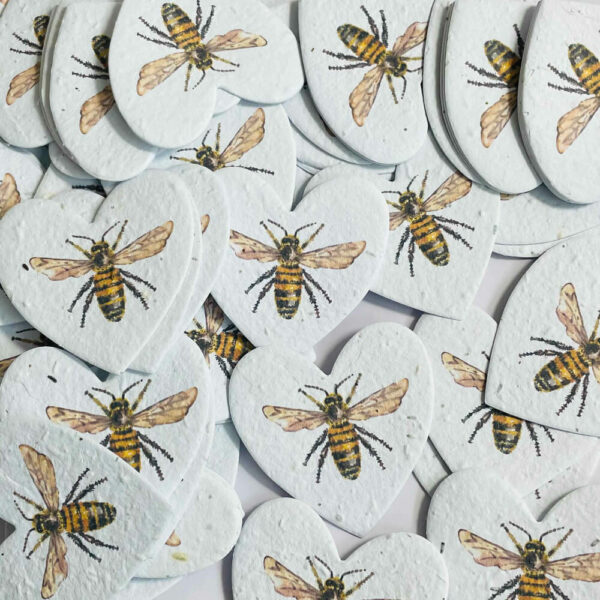 Plantable Seed Paper Hearts Honeybee Print