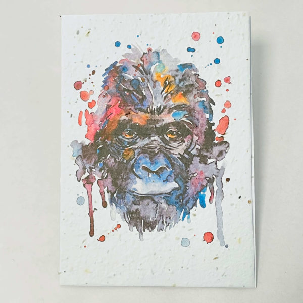 plantable seed paper card with gorilla watercolour