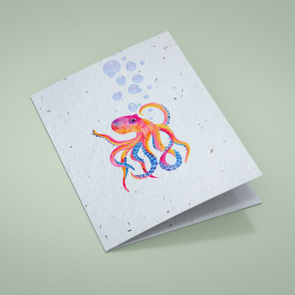 Seed Paper Greetings Card - The Octopus
