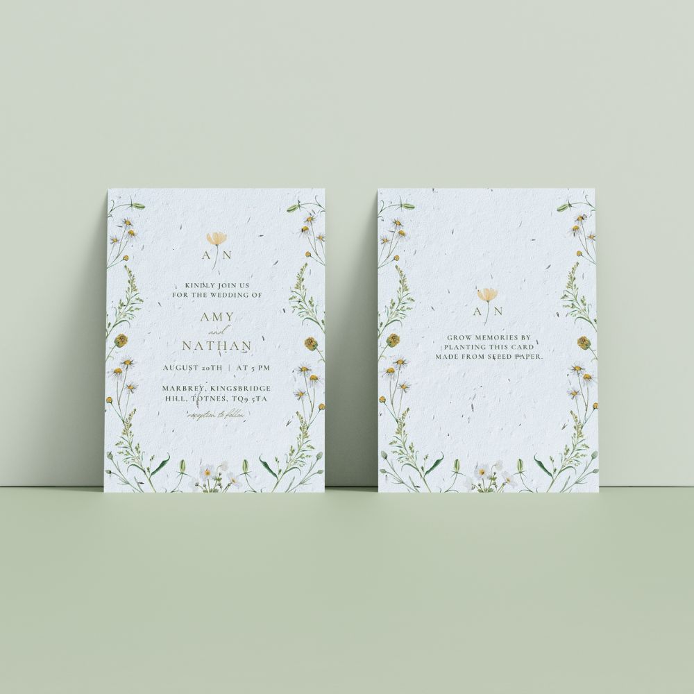 Seed Paper Wedding Invitations - Daisy Meadow