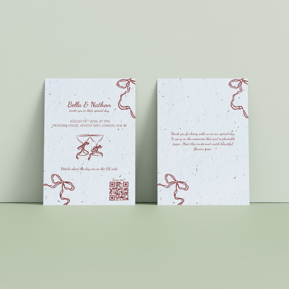 Seed Paper Wedding Invitations - Rustic Ribbon