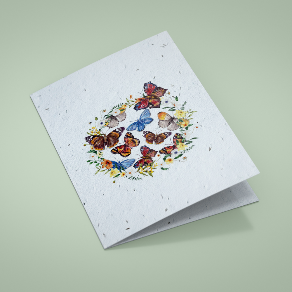 Seed Paper Greetings Card - Butterfly Flowers